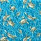 1 Yard Swimming Turtles Peachskin Polyester Fabric with Island Background Print 45 Inch Width